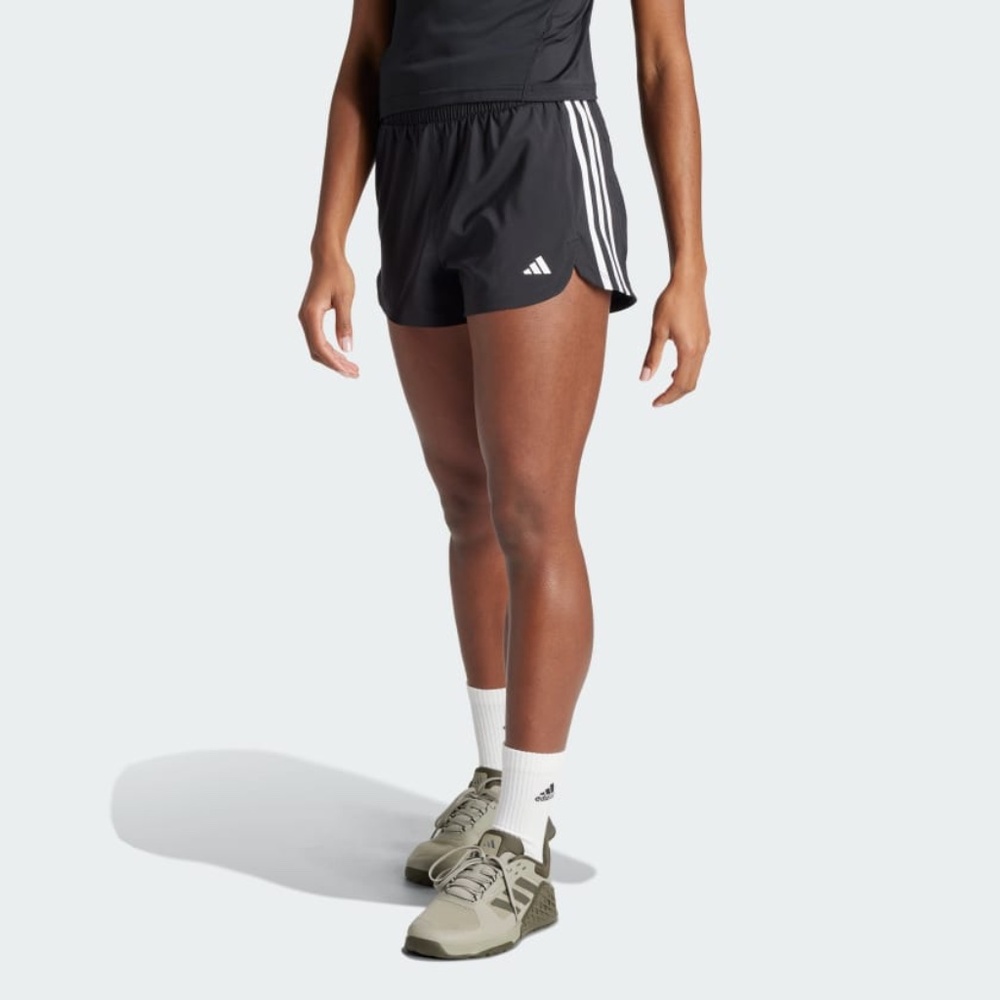 Adidas PACER TRAINING 3-STRIPES WOVEN HIGH-RISE SHORTS